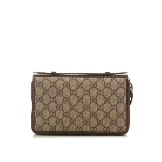 GUCCI  Brown GG Supreme Canvas Travel Document Case