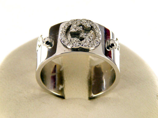 GUCCI RING ICON 9MM IN 18KT WHITE GOLD AND DIAMONDS