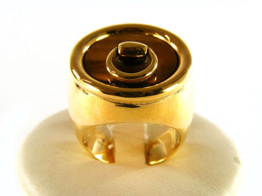 GUCCI RING HORSEBIT IN 18KT YELLOW GOLD AND EYE OF TIGER