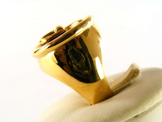 GUCCI RING HORSEBIT IN 18KT YELLOW GOLD AND ONYX SIZE 12