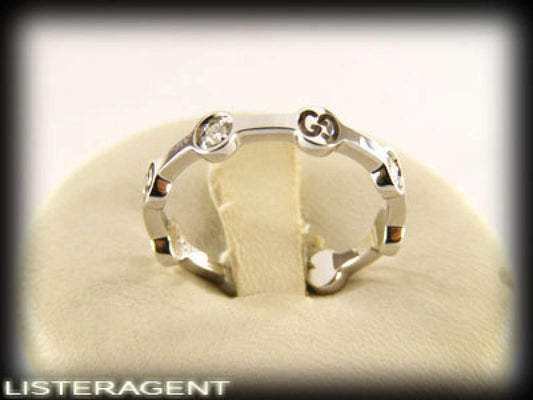 GUCCI RING GG MODULI TONDI IN 18KT WHITE GOLD AND DIAMONDS