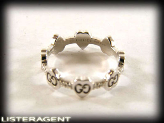 GUCCI RING GG LOVE MODULI HEARTS IN 18KT WHITE GOLD AND DIAMONDS