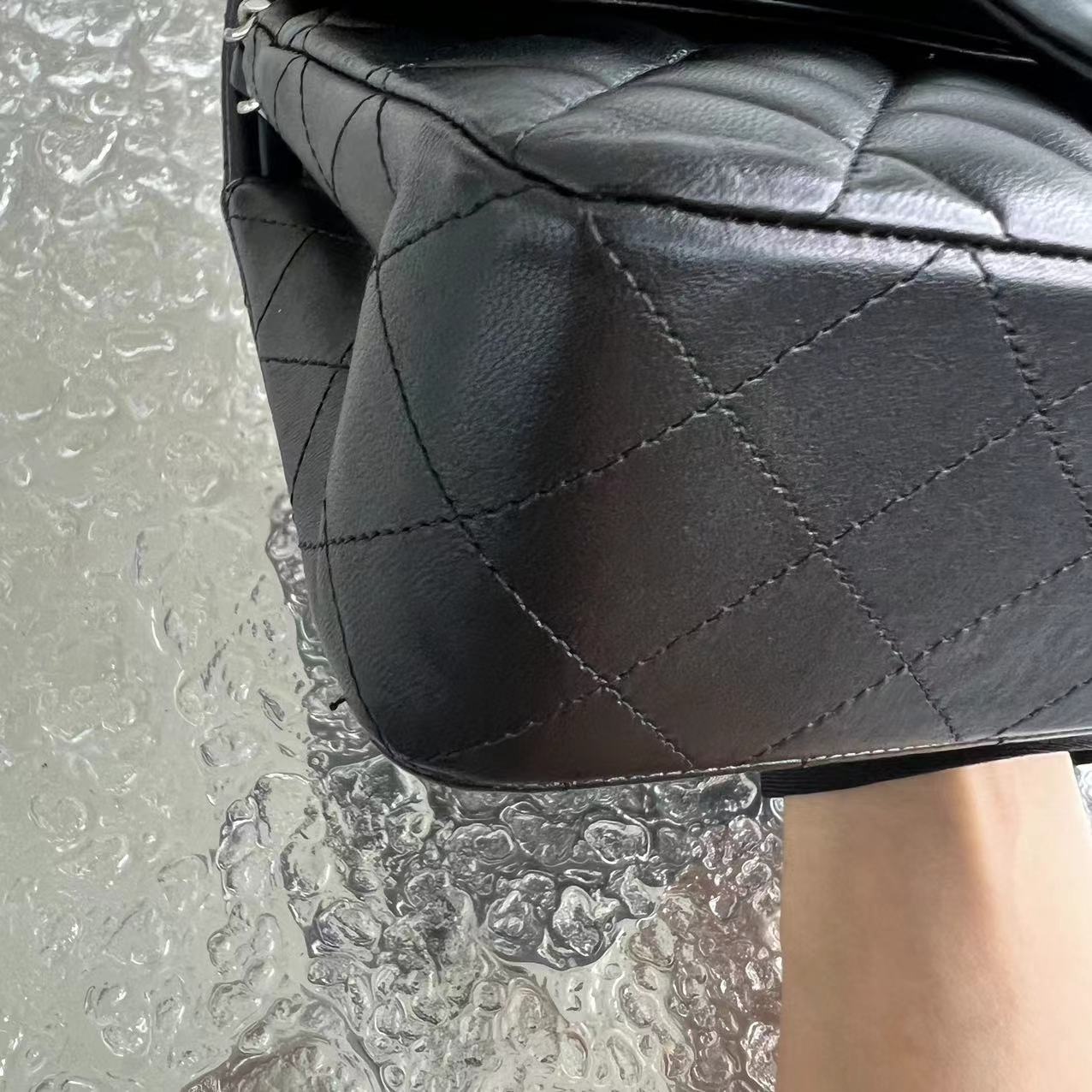 *2019 Receipt* Small Double Flap 23CM Quilted Lambskin Black Silver Hardware Series 27