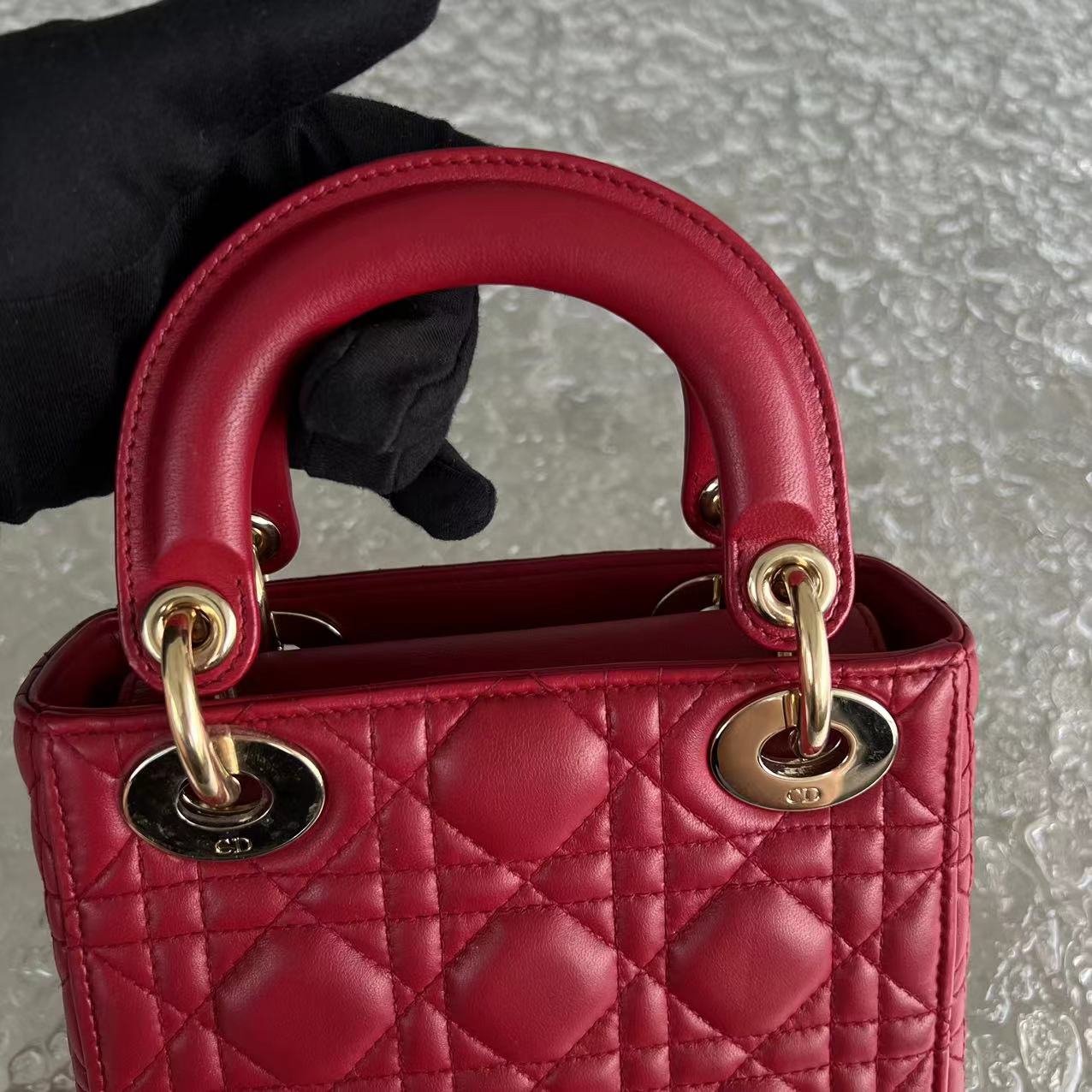 *2020, Chain strap* Lady Mini Cannage Lambskin Burgundy Red Golden Hardware