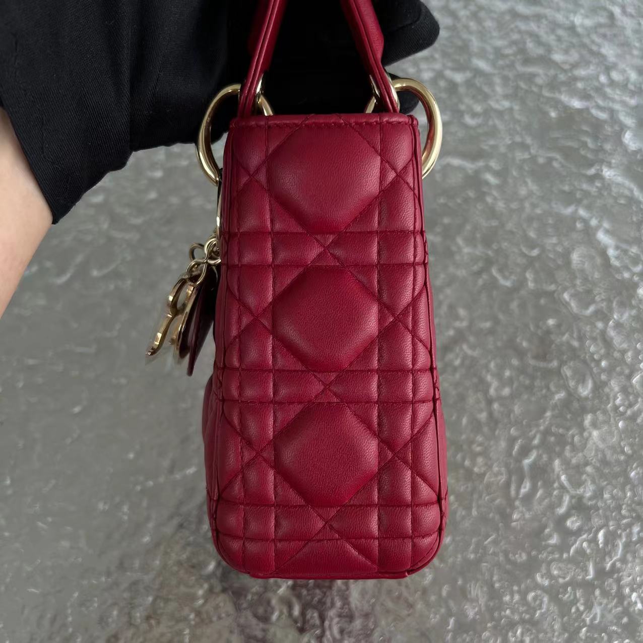 *2020, Chain strap* Lady Mini Cannage Lambskin Burgundy Red Golden Hardware