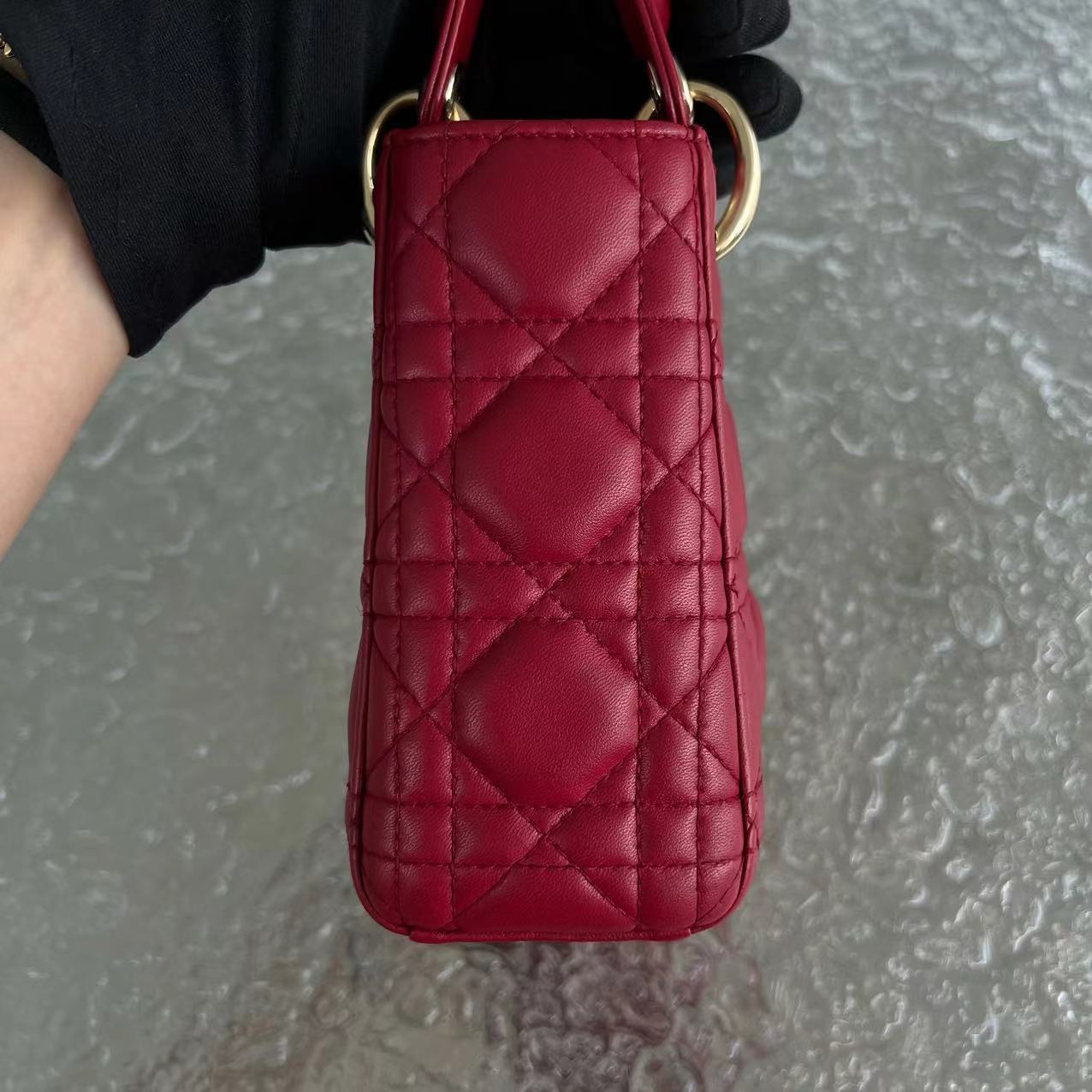 *2020, Chain strap* Lady Mini Cannage Lambskin Burgundy Red Golden Hardware