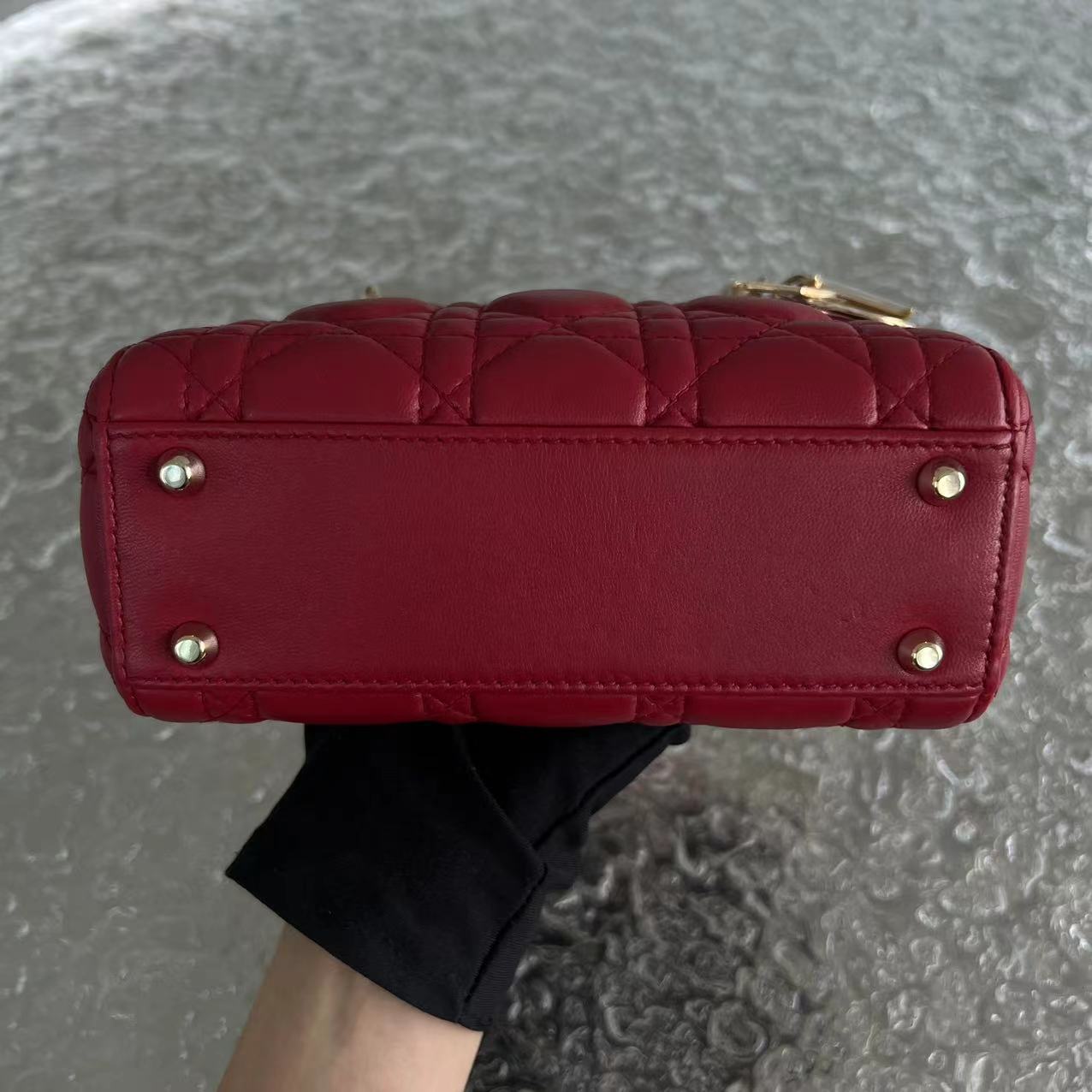 *2020, Chain strap* Lady Mini Cannage Lambskin Burgundy Red Golden Hardware