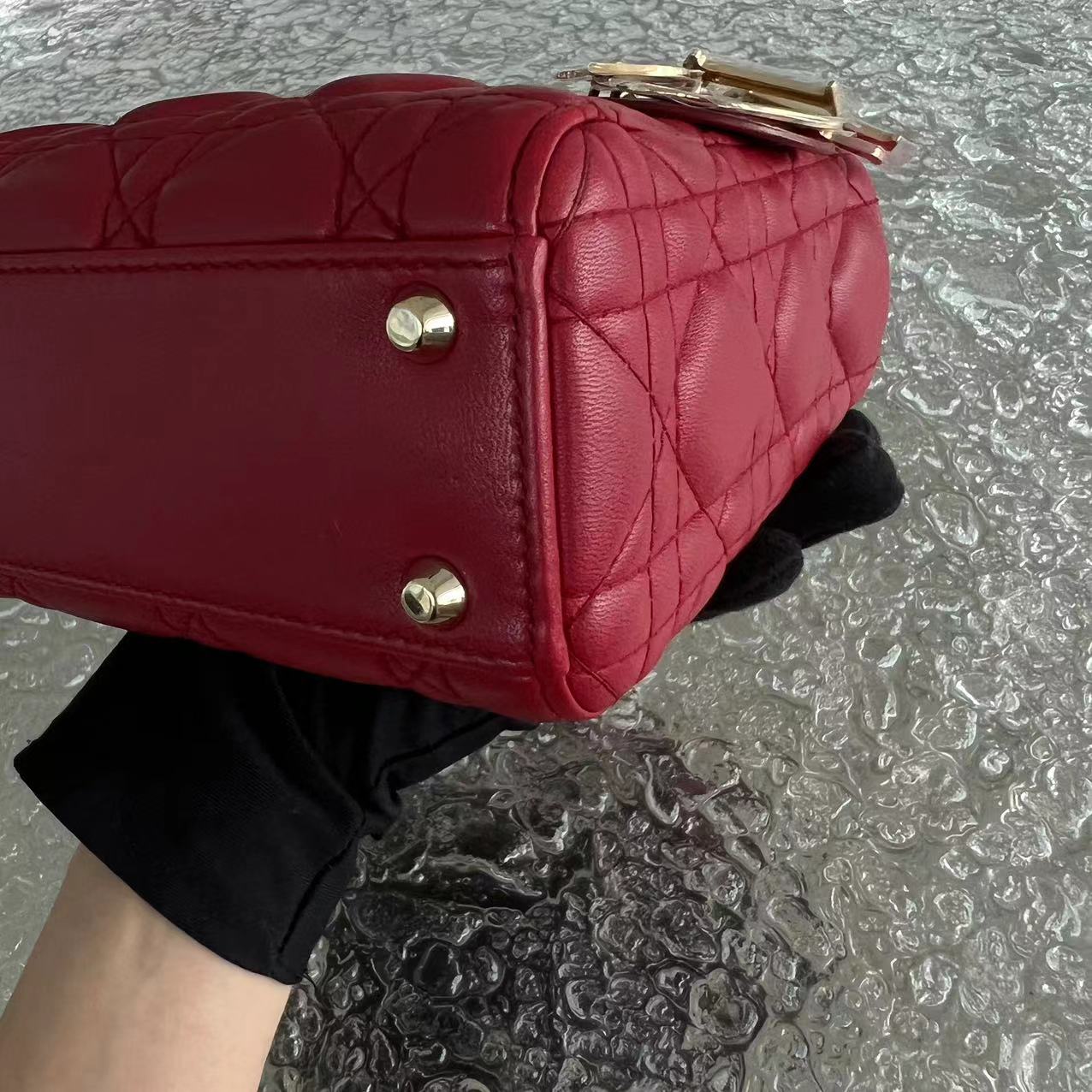 *2020, Chain strap* Lady Mini Cannage Lambskin Burgundy Red Golden Hardware