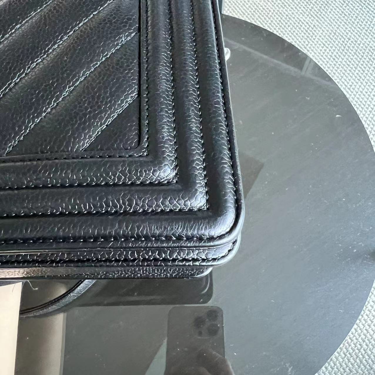 *2020 Receipt* Caviar Old Medium 25CM Chevron Black Silver Hardware Series 29