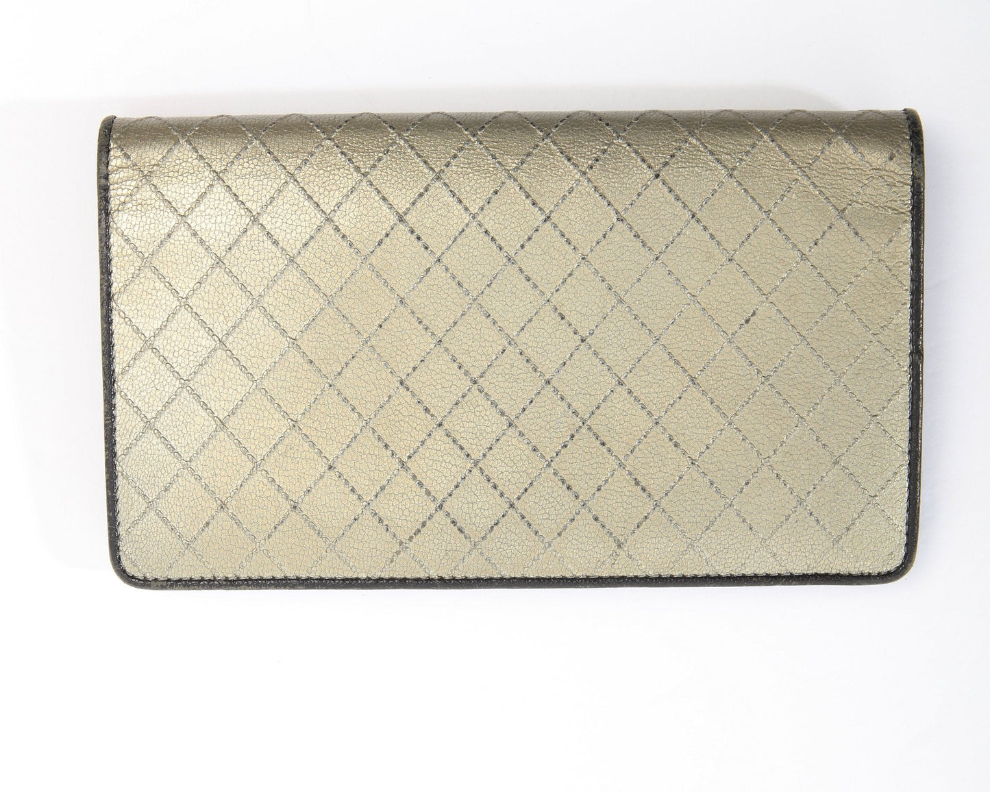 Chanel Gold Metallic Leather Quilted Flap Wallet