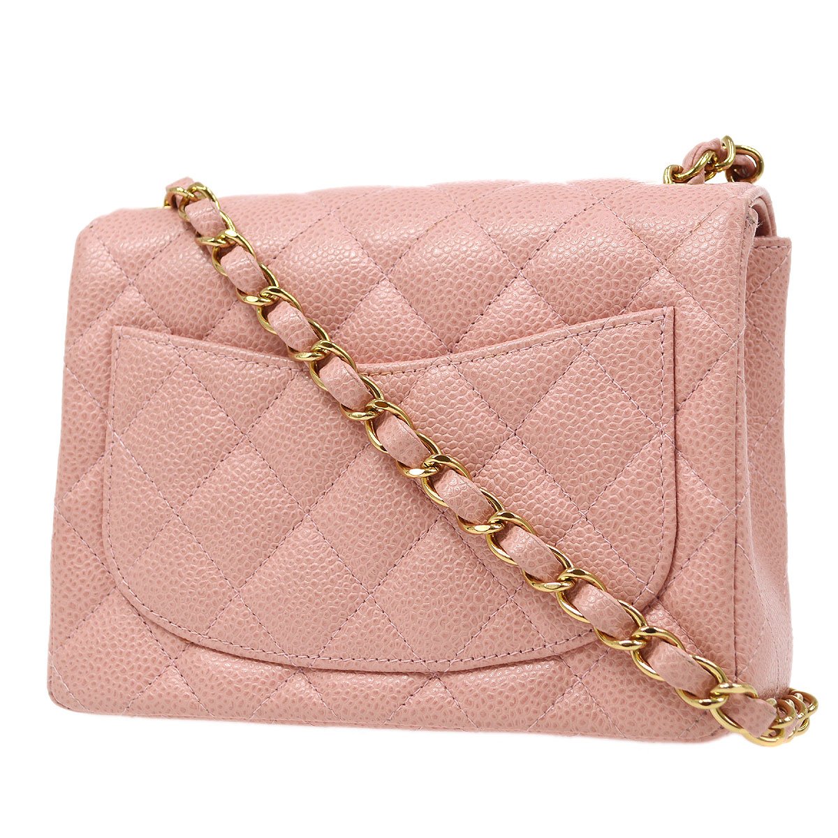 Chanel★ 2003 Pink Caviar Classic Square Flap Mini 70787