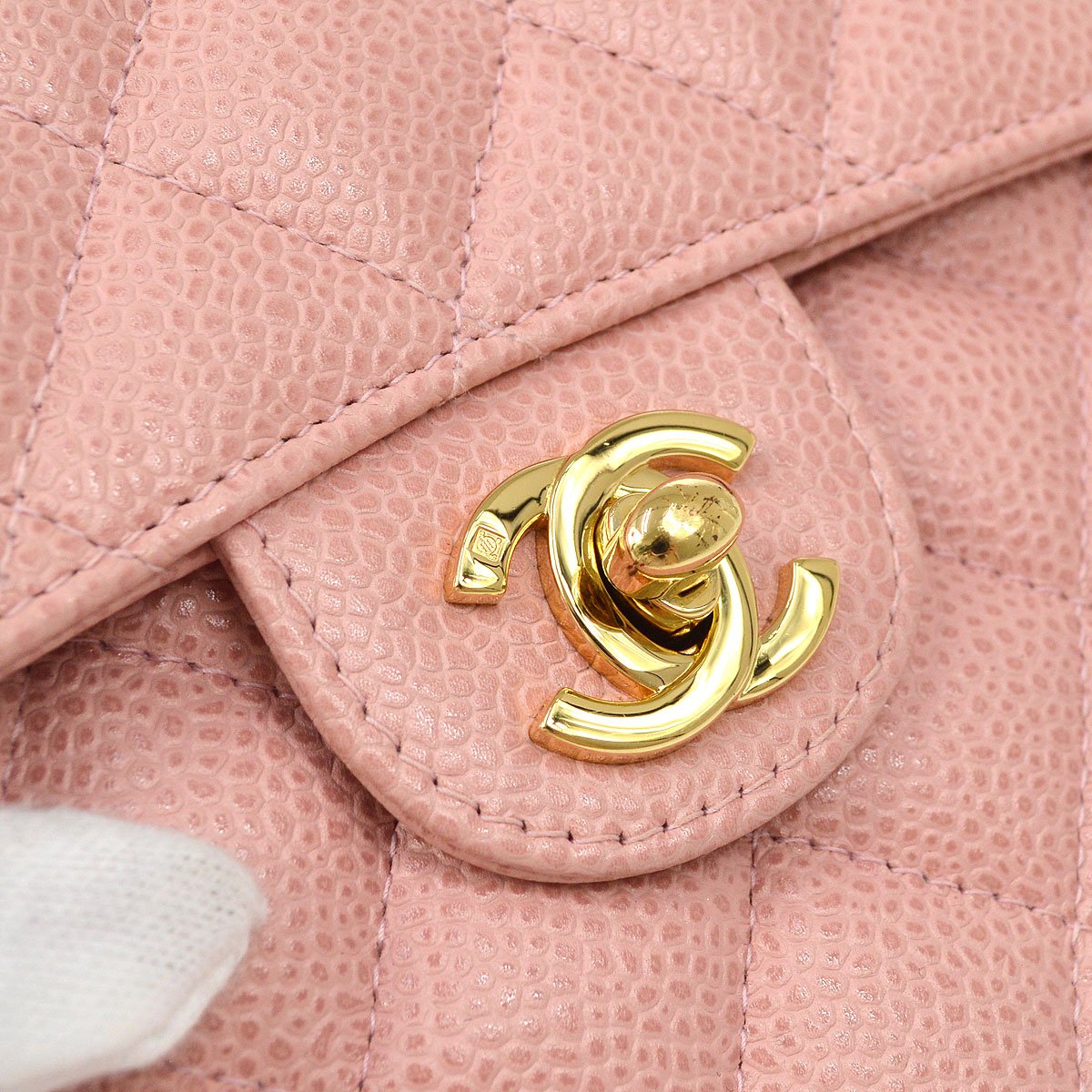Chanel★ 2003 Pink Caviar Classic Square Flap Mini 70787