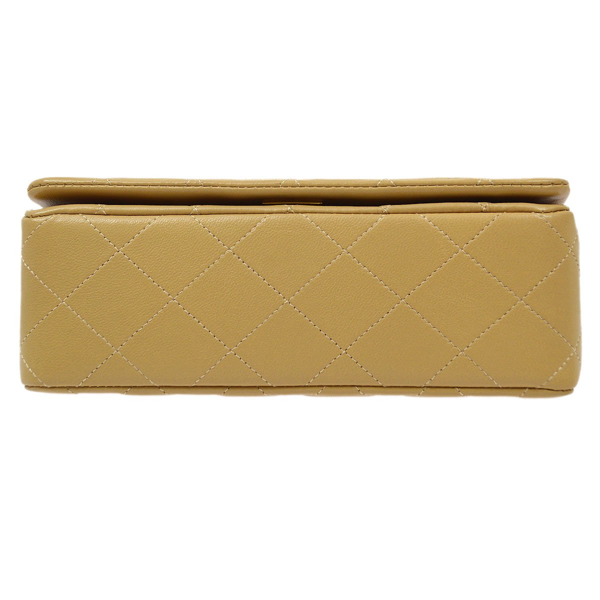 CHANEL Full Flap Single Chain Shoulder Bag Beige Lambskin 81620