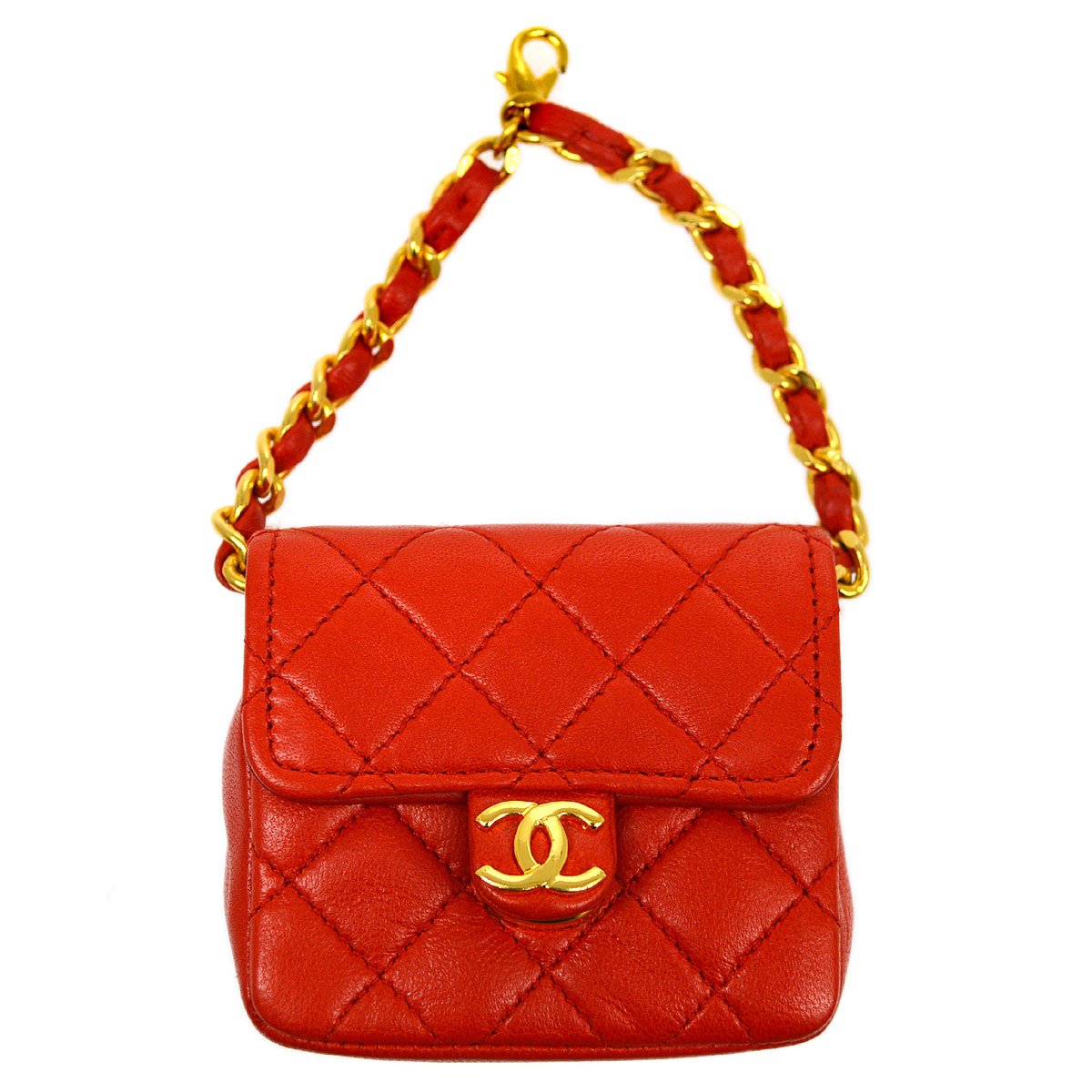 Chanel★ Classic Flap Micro Bag Pouch Red 71178