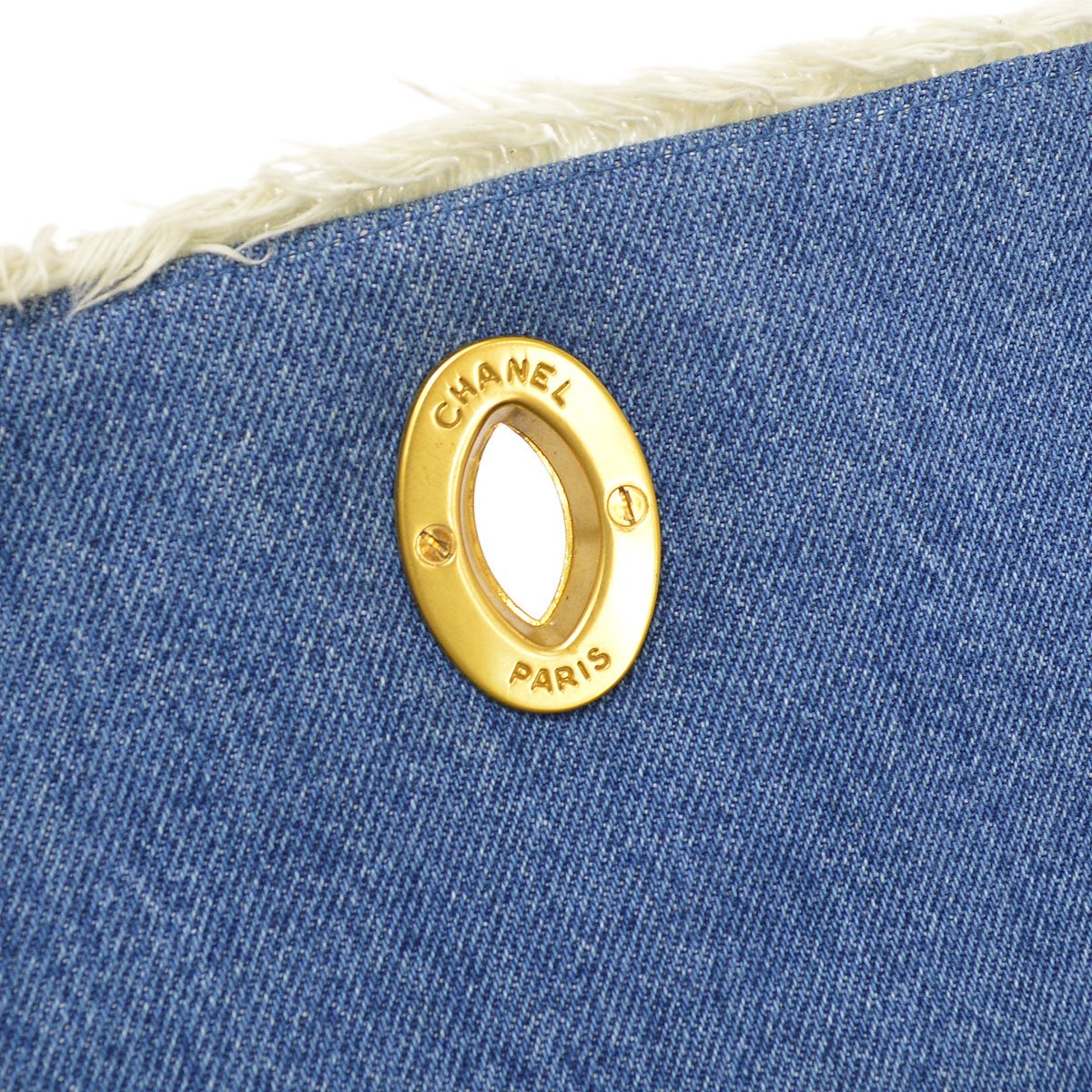 CHANEL★ 1991-1994 Denim Straight Flap Maxi 61782