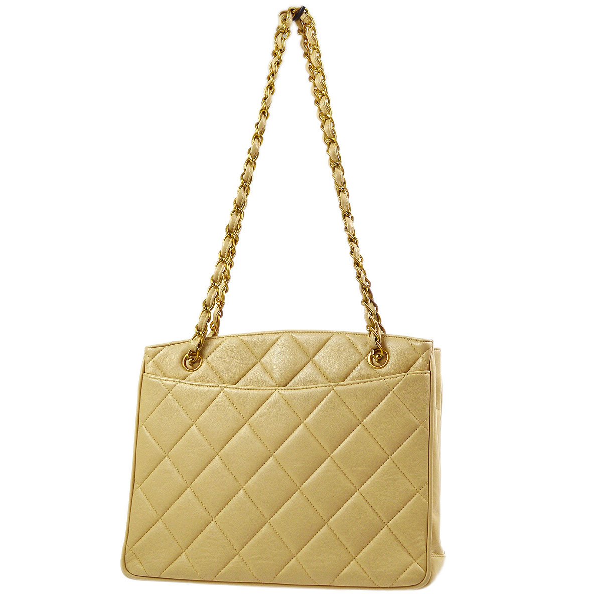 CHANEL Big CC Chain Tote Bag Beige Lambskin 71163