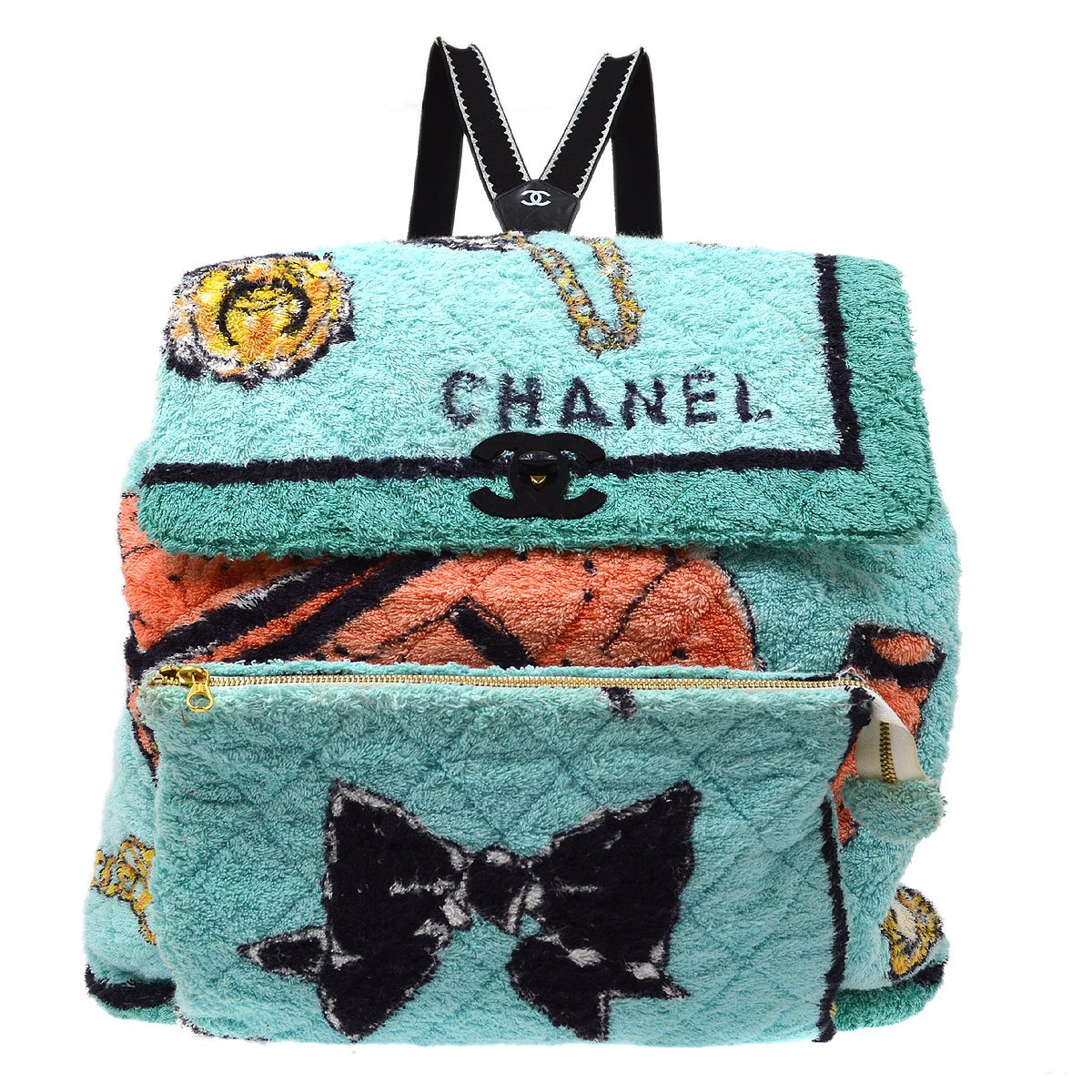 CHANEL 1994 Blue Terry Cloth Quilted Backpack G03562b