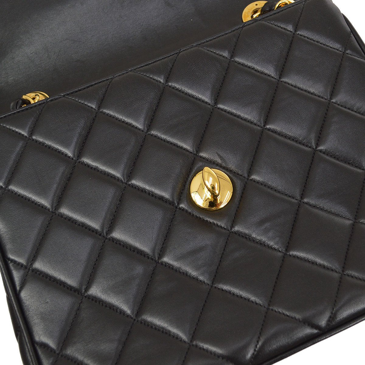 Chanel★ 1994-1996 Black Lambskin Straight Flap 83888