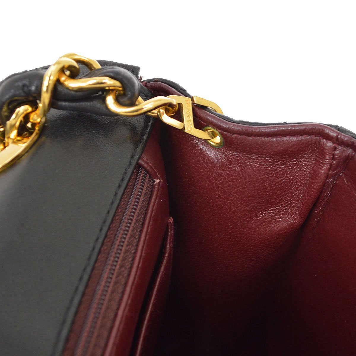 Chanel★ 1994-1996 Black Lambskin Straight Flap 83888