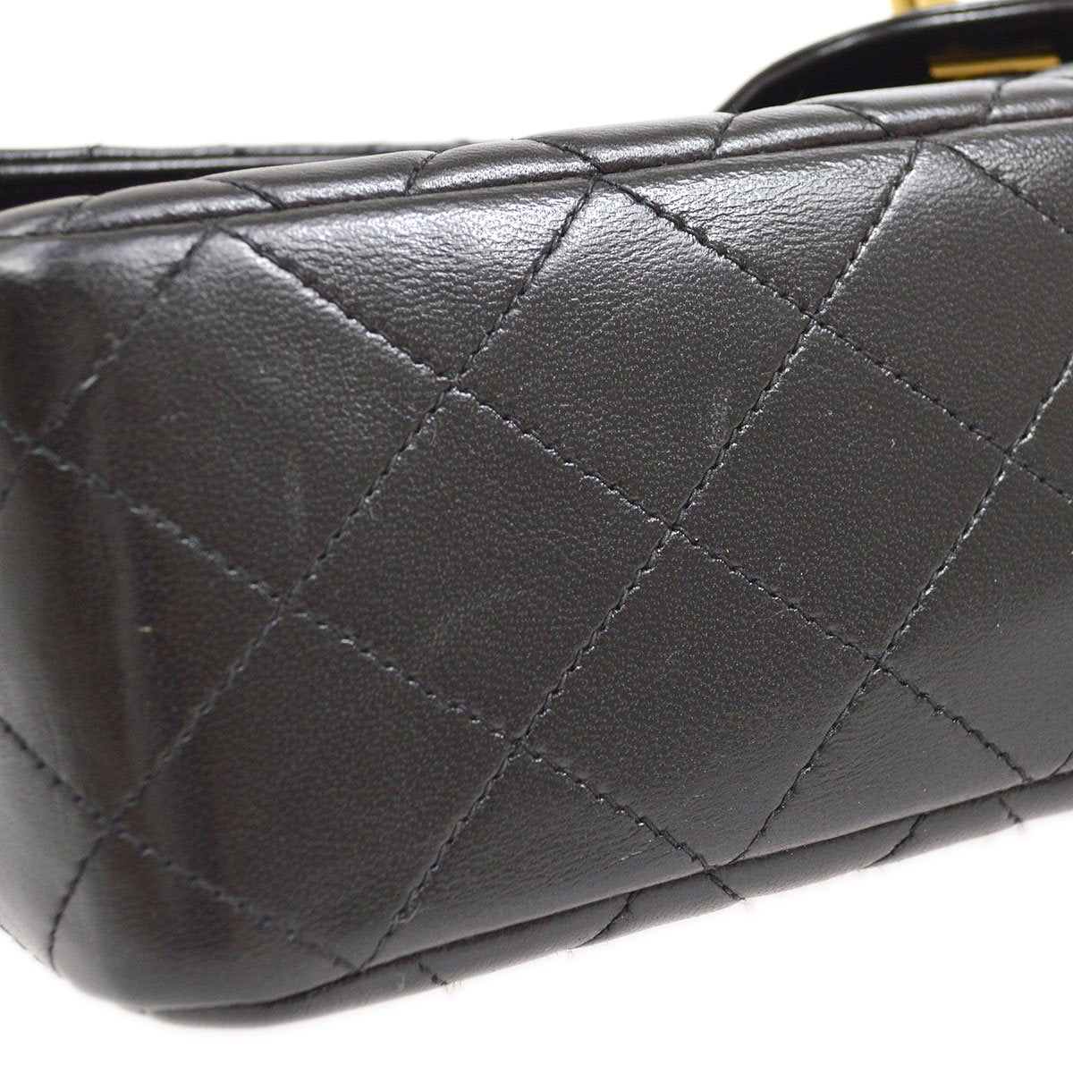 Chanel 1994 Classic Flap Top Handle Bag Medium Black Lambskin