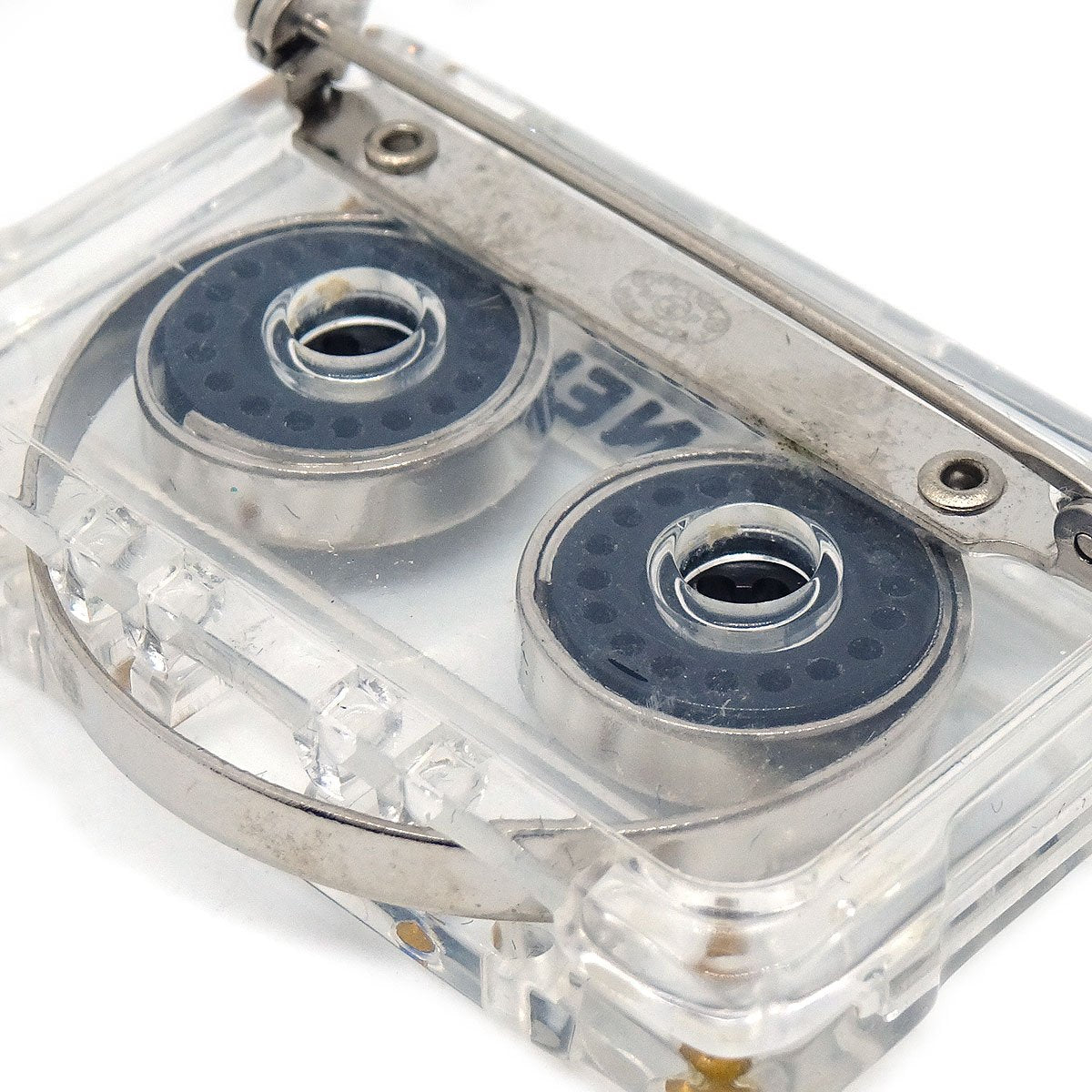 CHANEL 2004 Cassette Tape Brooch Plastic Clear 50791