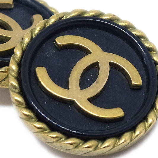CHANEL 1994 Black & Gold CC Rope Edge Earrings 20638