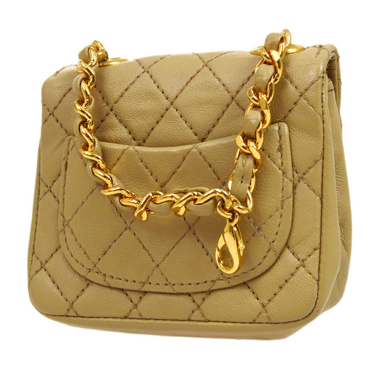 Chanel 1989 Beige Lambskin Micro Classic Flap Belt Bag