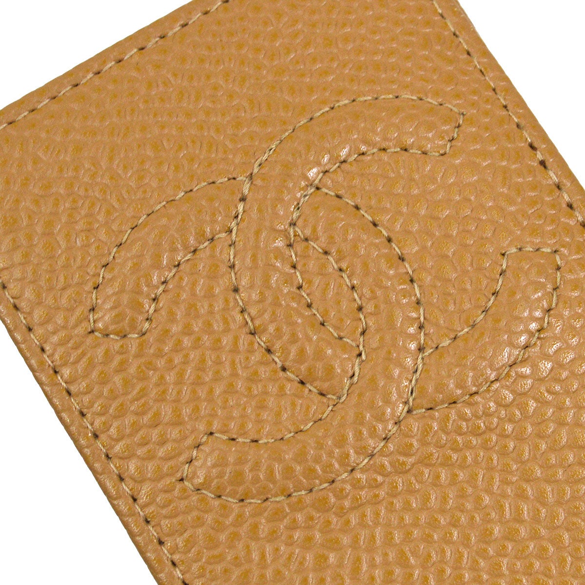 CHANEL 2003-2004 Beige Caviar Timeless Phone Case 01702
