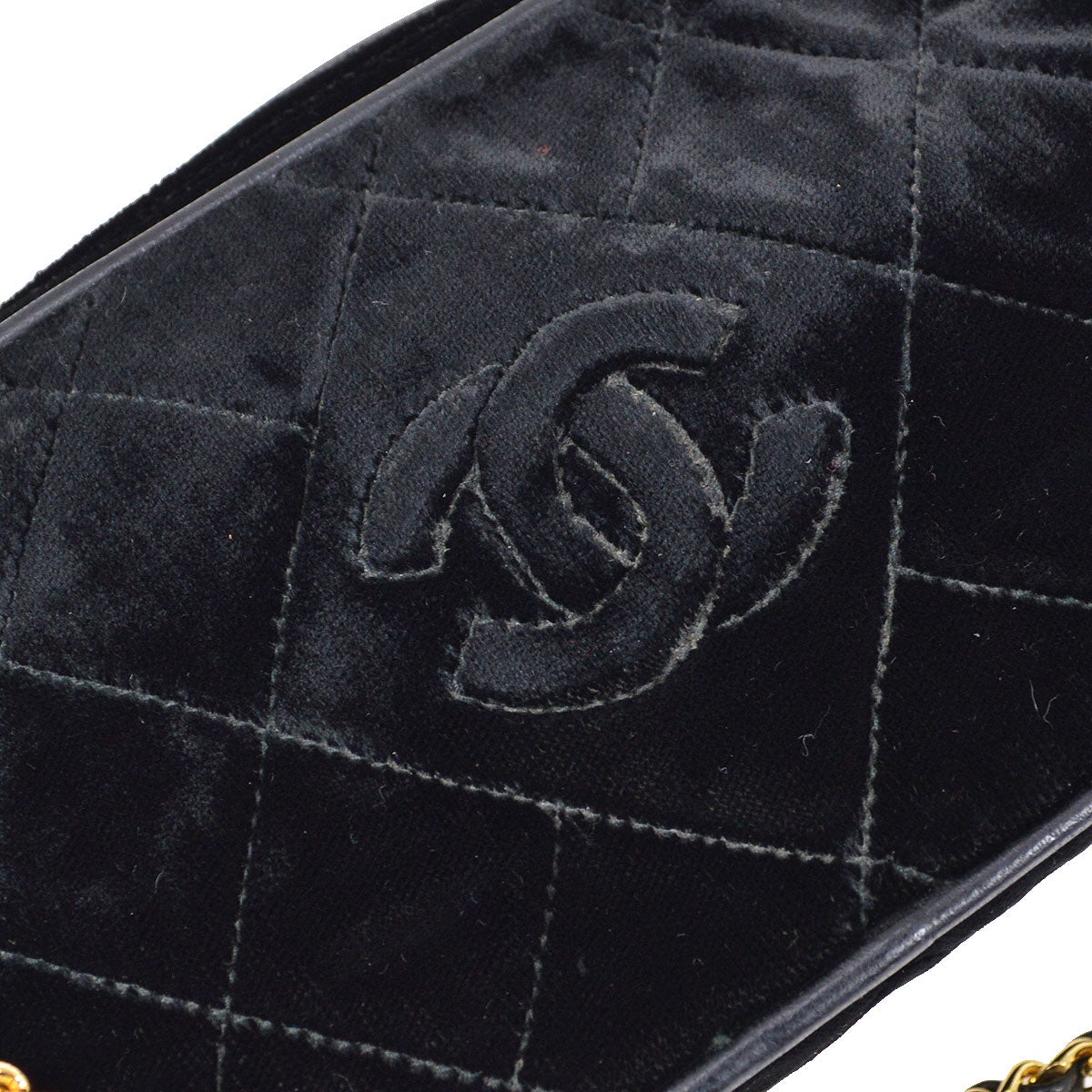 CHANEL 1991-1994 Black Velvet Camera Bag Mini 22006