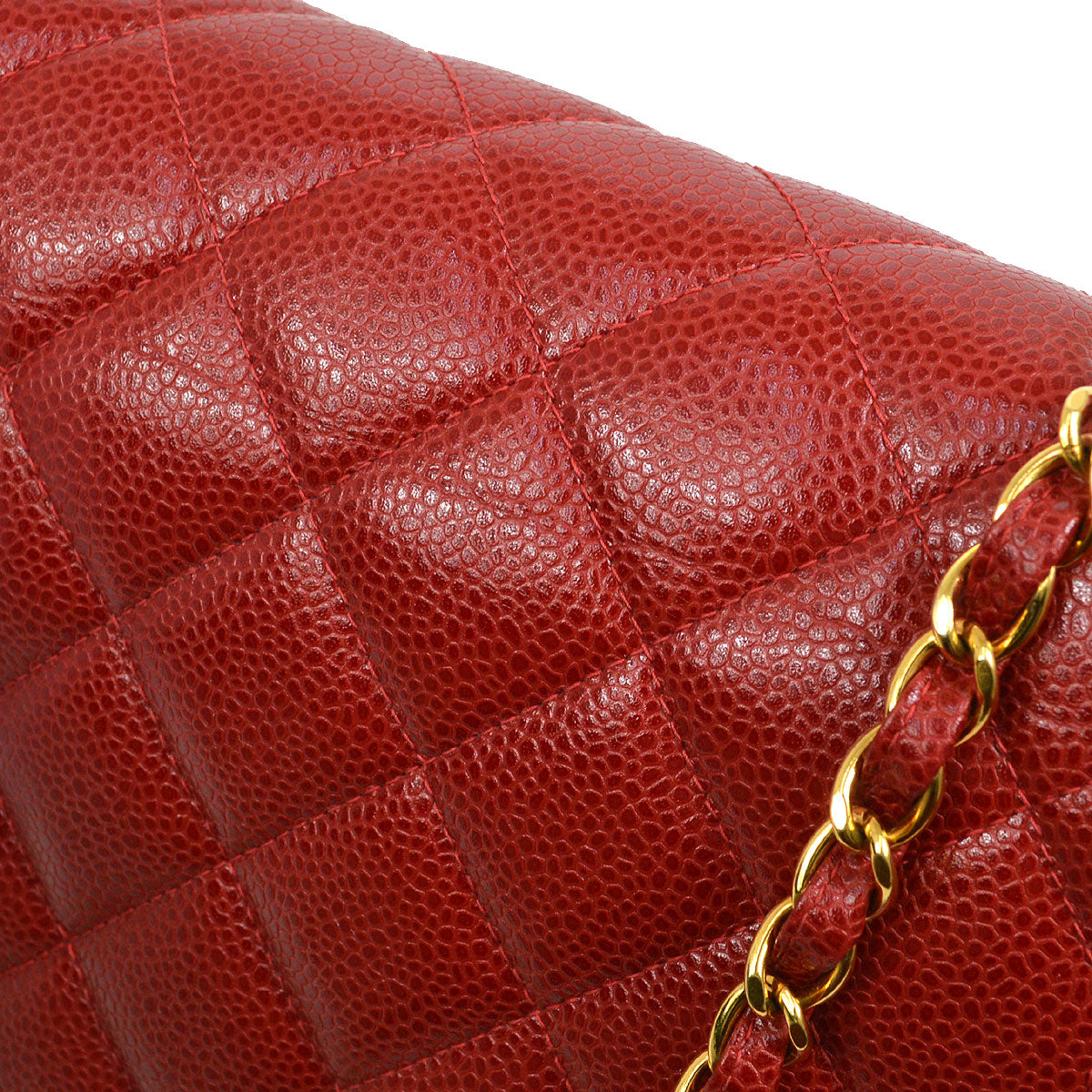 Chanel★ 1994-1996 Red Caviar Diana Flap Medium 13209