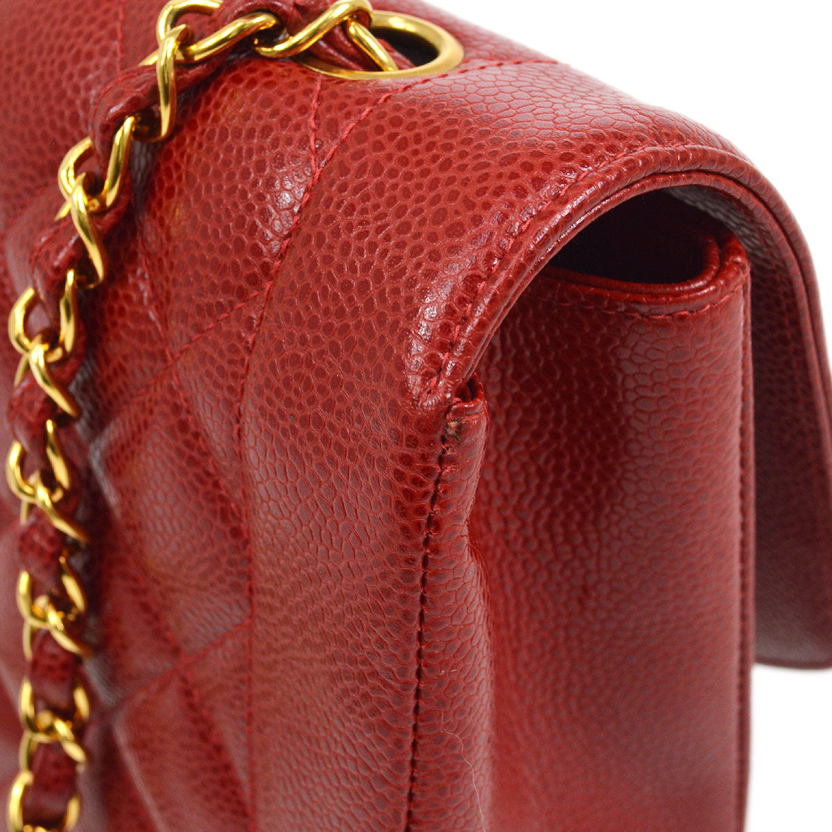 Chanel★ 1994-1996 Red Caviar Diana Flap Medium 13209