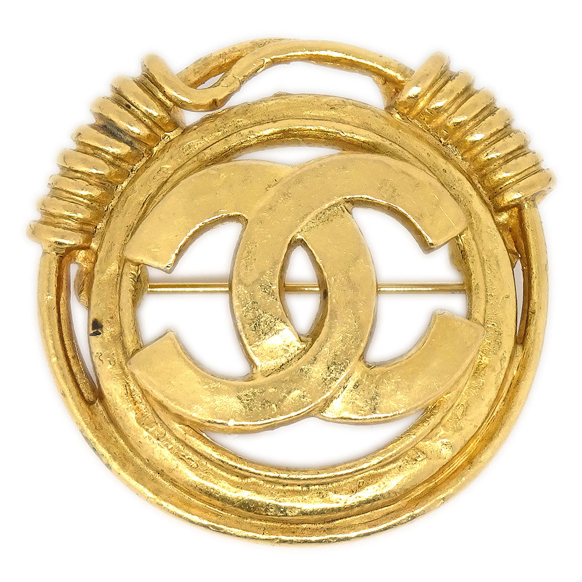 CHANEL 1994 Spring Border Brooch Gold Small 13239