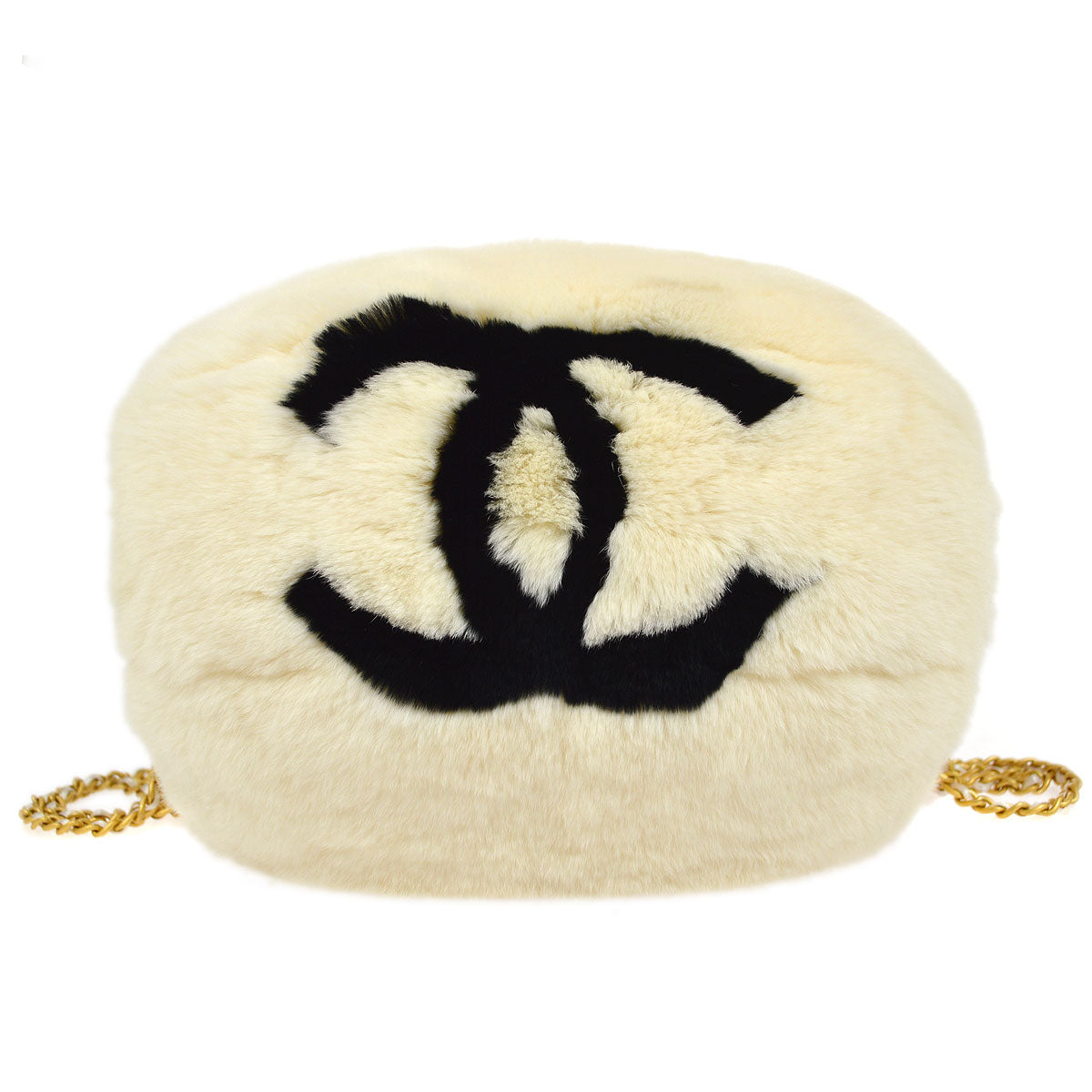 CHANEL Hand Warmer Chain Shoulder Bag Ivory 44279