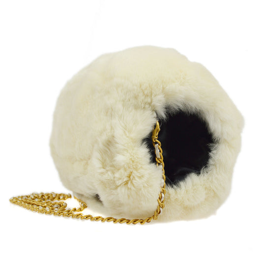CHANEL Hand Warmer Chain Shoulder Bag Ivory 44279