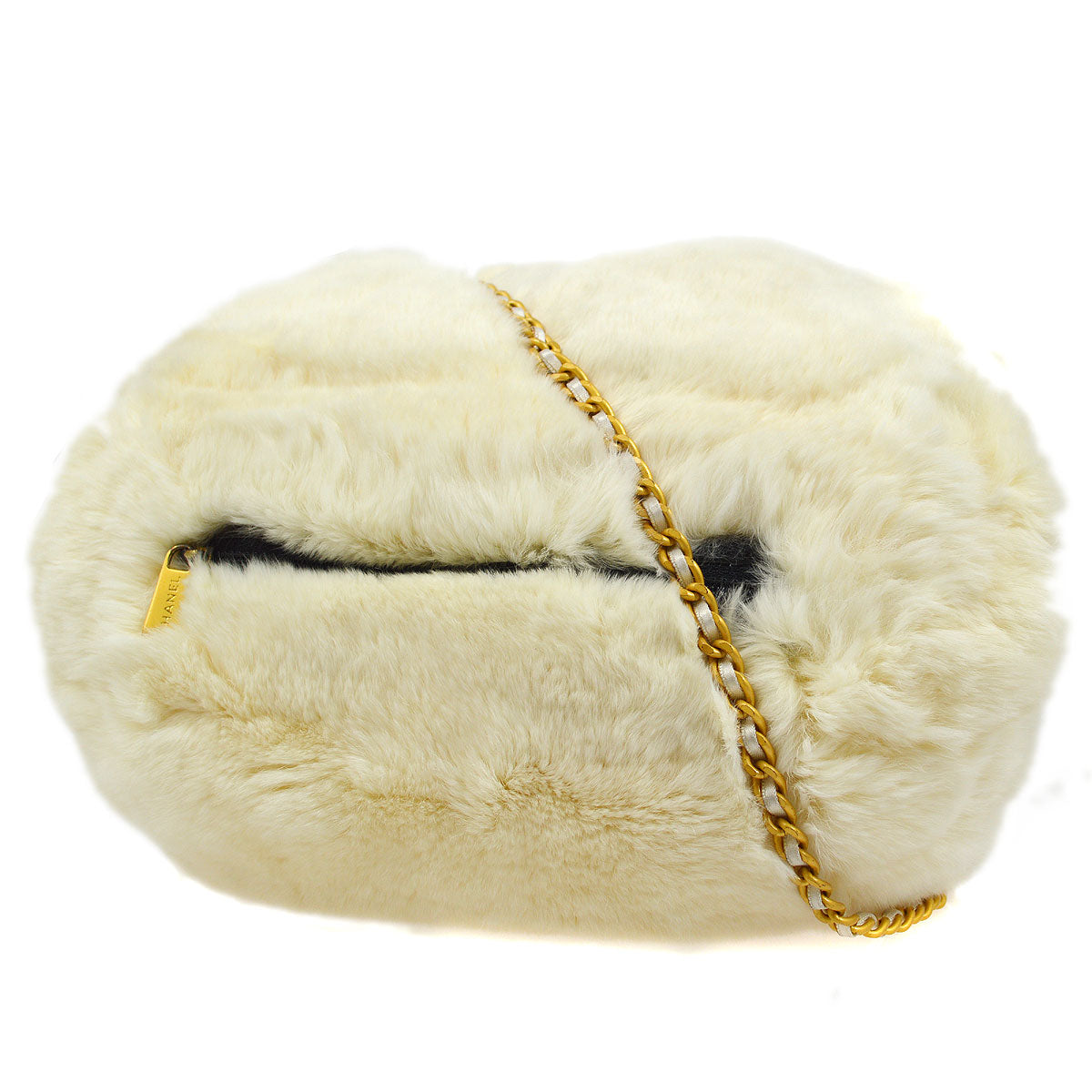 CHANEL Hand Warmer Chain Shoulder Bag Ivory 44279