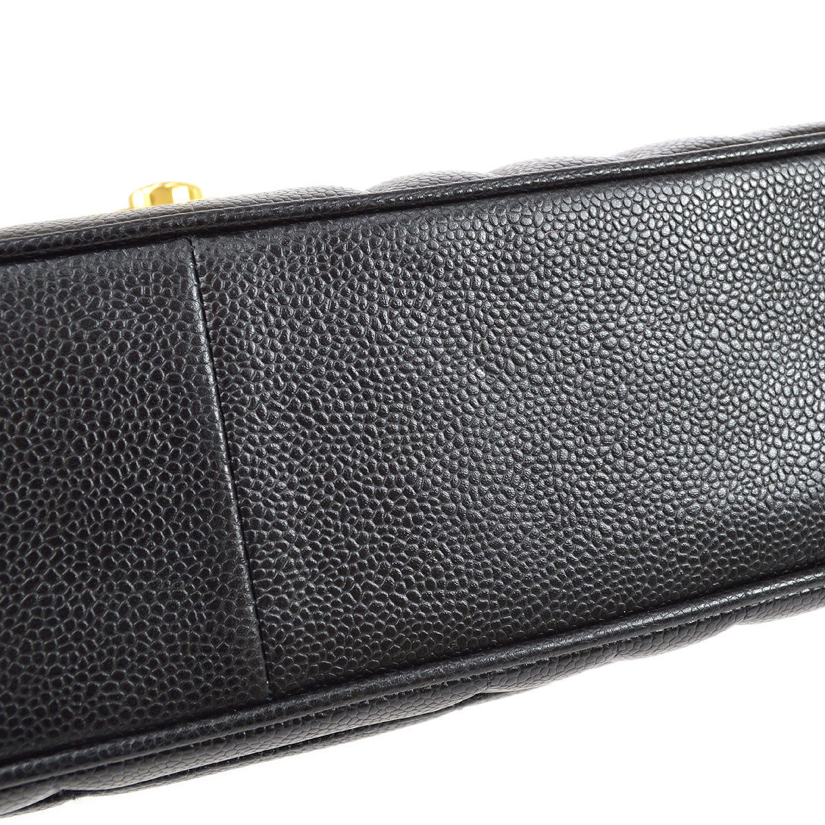 Chanel★ * 1994-1996 Black Caviar Vertical Classic Flap Jumbo 53446