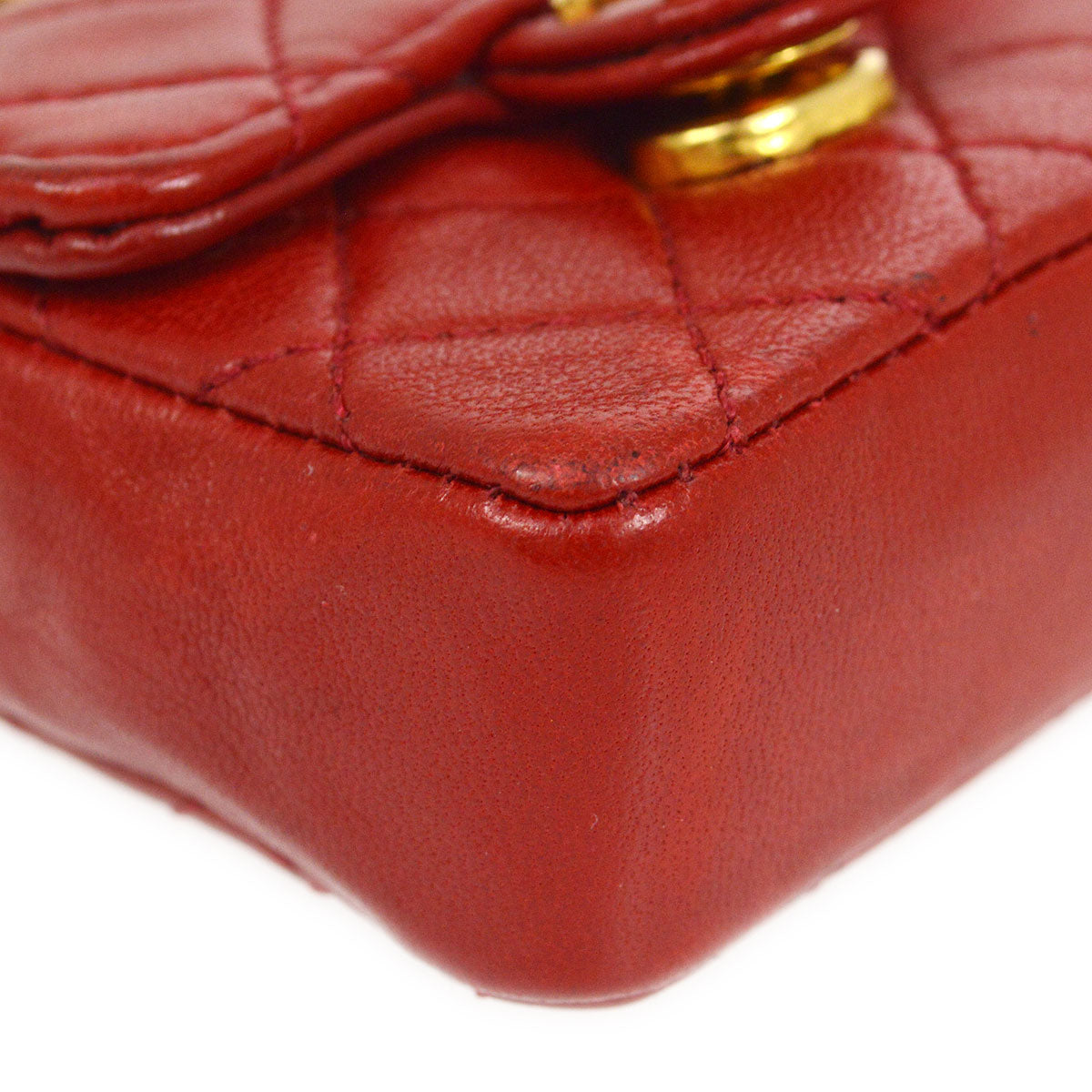 CHANEL 1989-1991 Red Lambskin Micro Pochette 53472