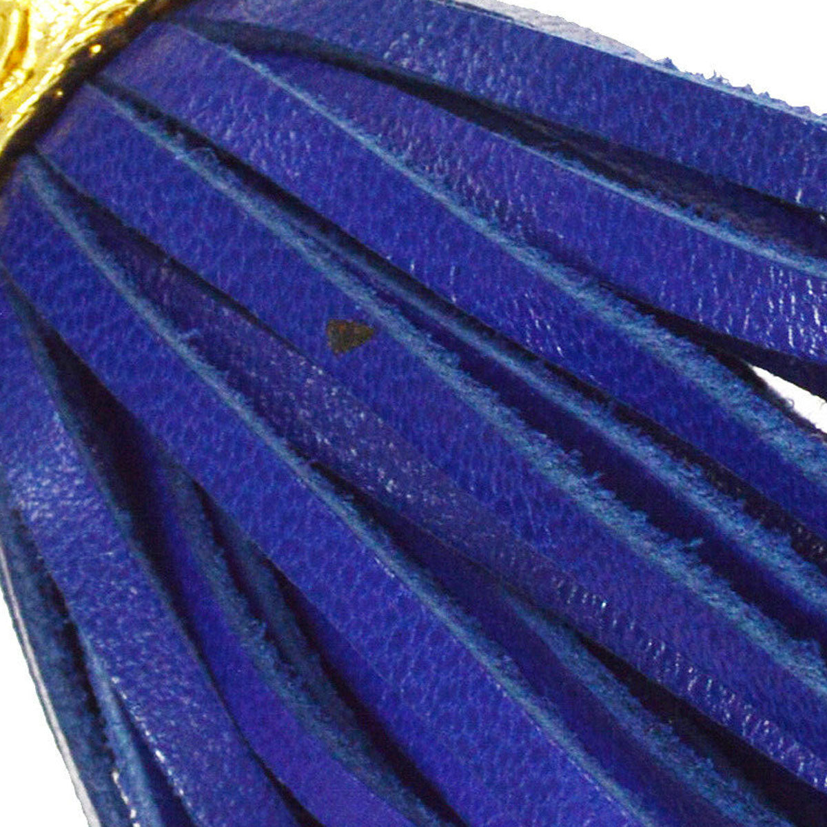 CHANEL★ 1986-1988 Bijou pattern Fringe Chain camera Bag Blue Satin AK38310j