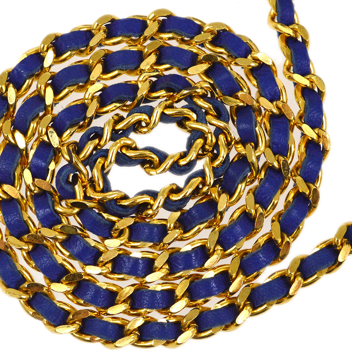 CHANEL★ 1986-1988 Bijou pattern Fringe Chain camera Bag Blue Satin AK38310j