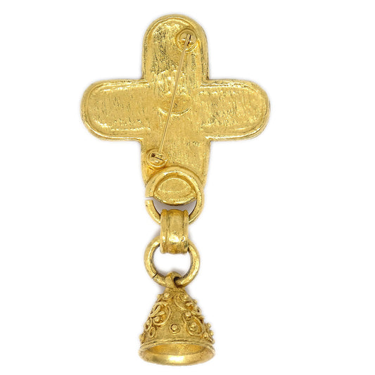 CHANEL 1994 CC Cross Bell Brooch 93599