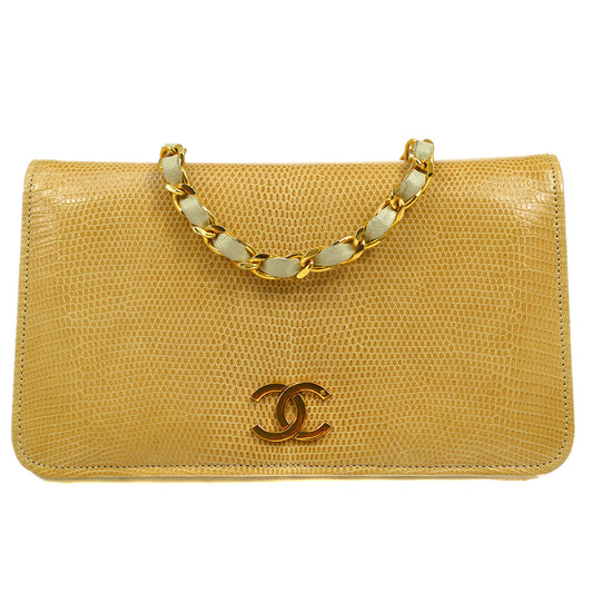 CHANEL * 1986-1988 Beige Pushlock Full Flap Mini