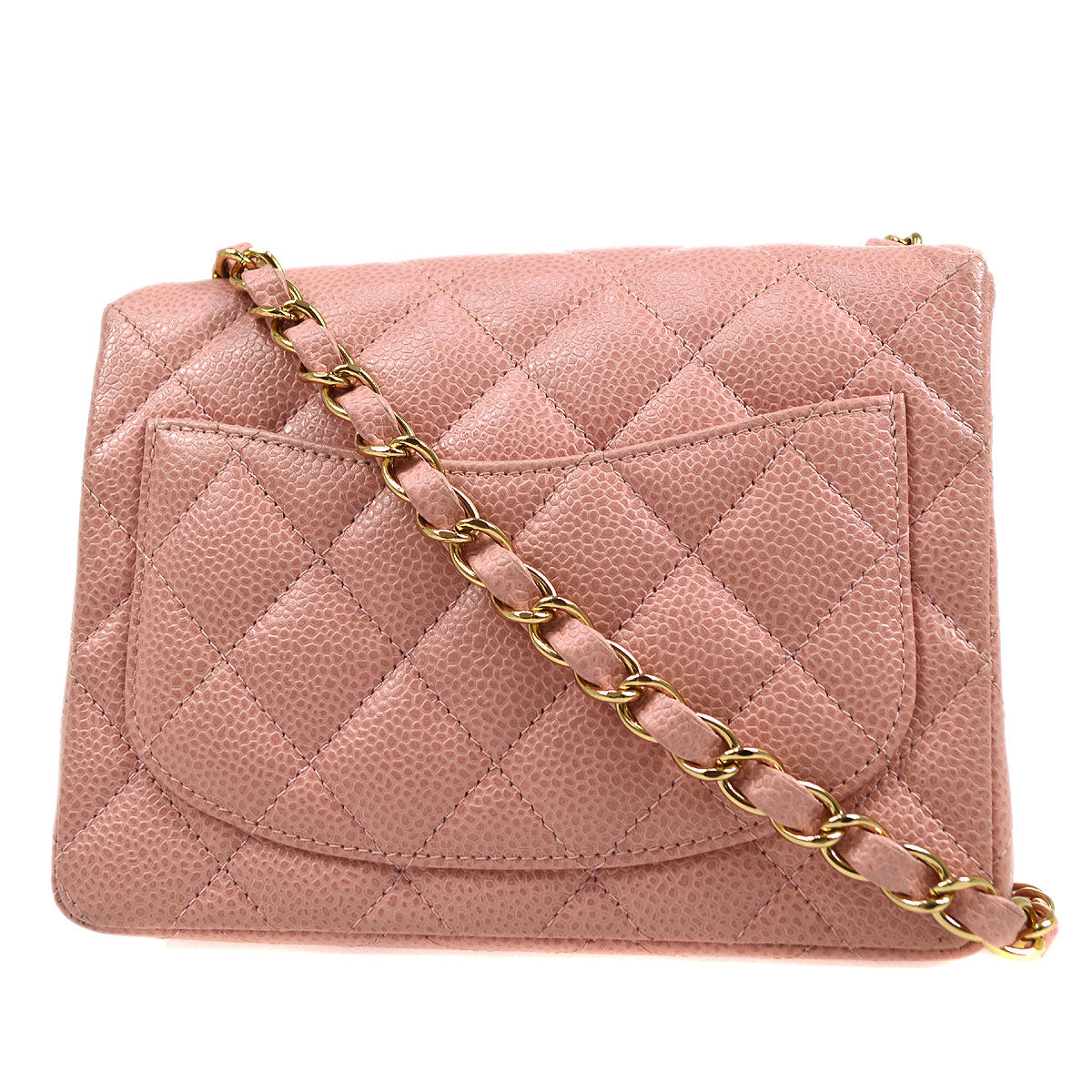 Chanel★ 2003-2004 Classic Square Flap 17 Pink Caviar 73586
