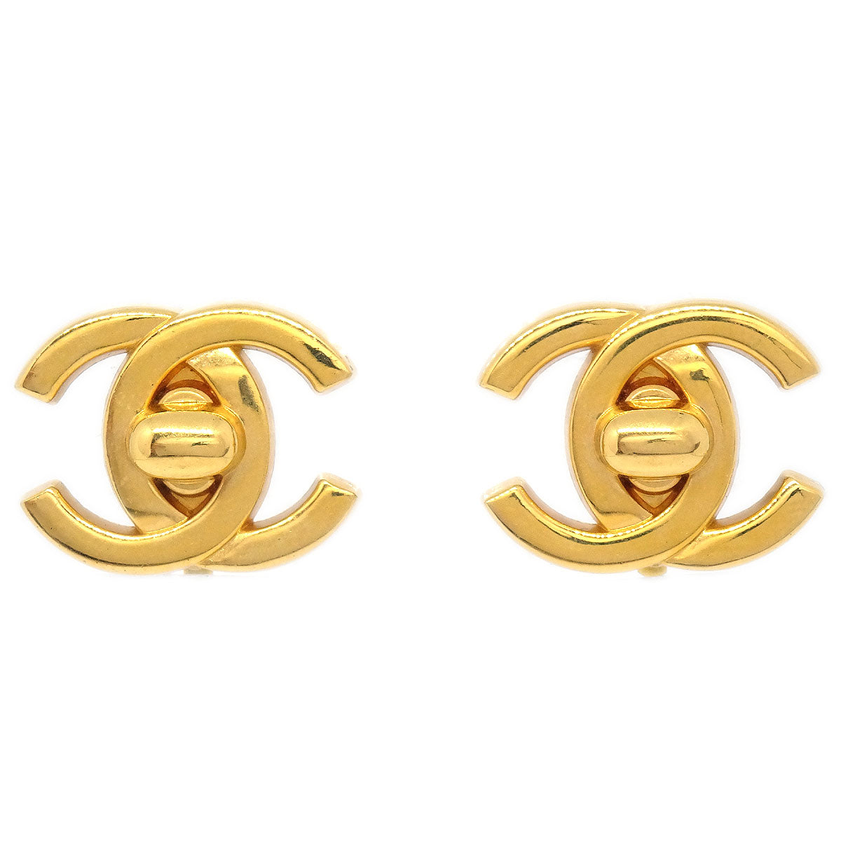 CHANEL 1995 Turnlock CC Earrings Small 63561