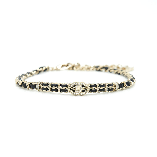 Chanel Chain With Small CC Logo Choker Black With Light Gold Tone