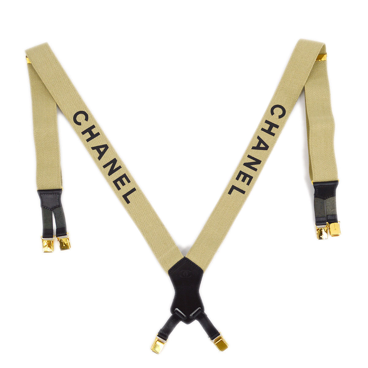 CHANEL 1997 Spring Suspenders Beige 74767