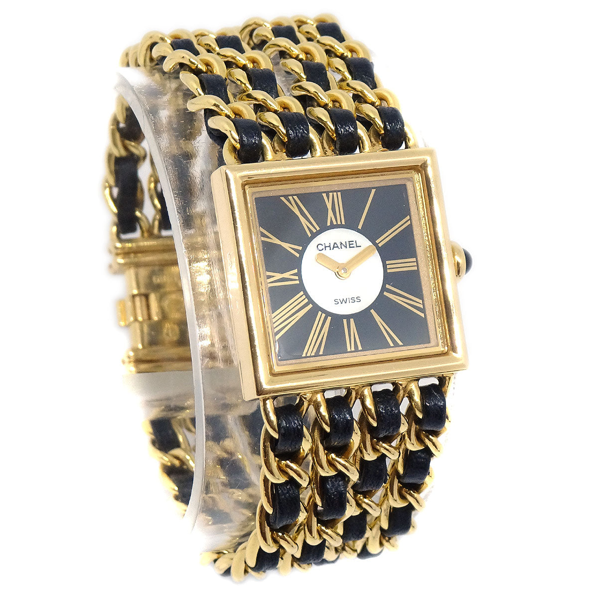 CHANEL 1989 Mademoiselle Watch 18KYG #L