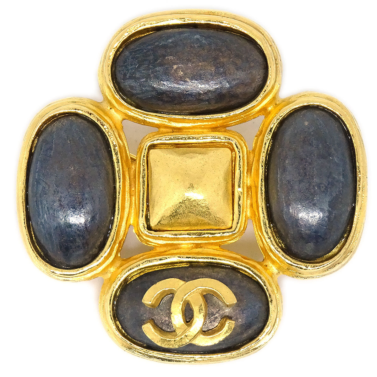 CHANEL 1997 Stone Brooch Gold AK35510c