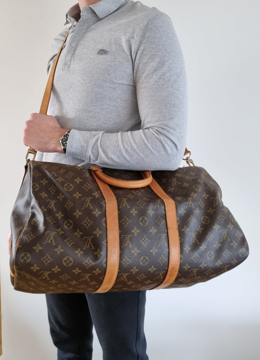 Louis Vuitton Keepall 50 Bandouliere Boston Bag Monogram