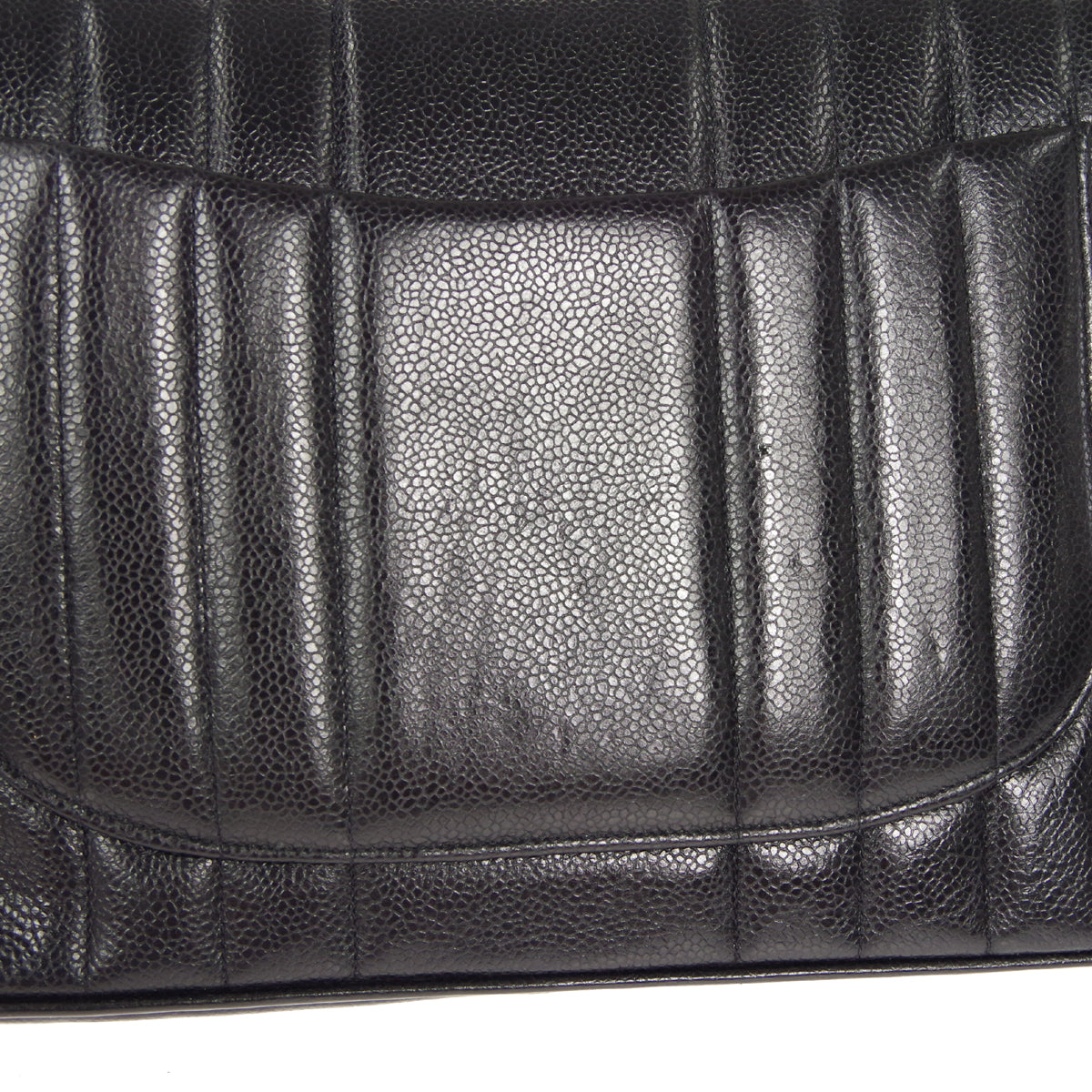 Chanel★ 1991-1994 Vertical Classic Flap Jumbo Black Caviar 17219