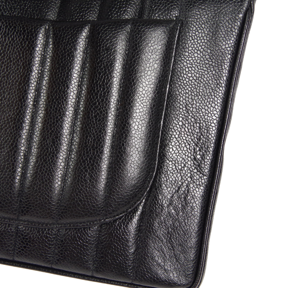 Chanel★ 1991-1994 Vertical Classic Flap Jumbo Black Caviar 17219